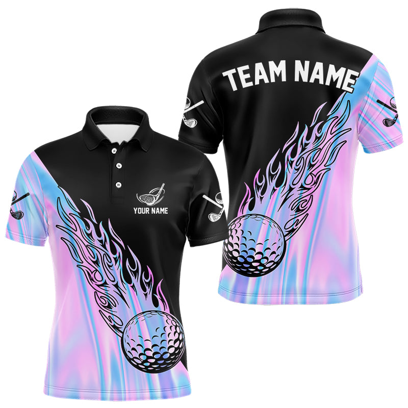 Hologram Flame Golf ball Polo Shirts For Men Custom Golf Team Shirts Golfer Outfit NQS9674