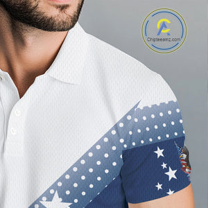 Red, White and Blue American Flag Eagle Custom Men golf polo shirt, patriotic golf outfit for men NQS10104