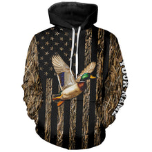 Load image into Gallery viewer, Duck hunting camo American Flag Customize Name Patriotic Duck Hunting 3D All Over Printed Shirts NQS8914