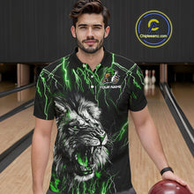Load image into Gallery viewer, Black and Green Lightning Thunder Lion Bowling Shirt For Men Custom Lion Bowling Team Jerseys NQS11044