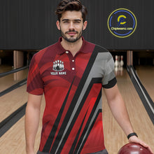 Load image into Gallery viewer, Red Camo Flame Bowling Polo, Quarter Zip Shirts For Men Custom Team Jerseys bowling outfits for men NQS11048