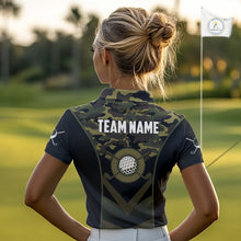 Load image into Gallery viewer, Black green camo Golf Polo shirts For Women Custom golf outfit ladies, personalized golf gifts NQS11051