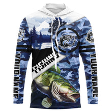 Load image into Gallery viewer, Largemouth Bass fishing blue camouflage fishing clothing Custom performance fishing shirt NQS2616