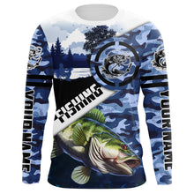 Load image into Gallery viewer, Largemouth Bass fishing blue camouflage fishing clothing Custom performance fishing shirt NQS2616