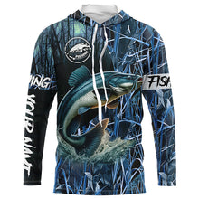 Load image into Gallery viewer, Catfish fishing blue camouflage fishing clothing Custom UV protection performance fishing shirt NQS2614