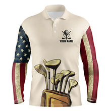 Load image into Gallery viewer, Vintage American Flag Mens Golf Polo Shirts custom patriotic golf shirt for men NQS9161