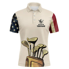Load image into Gallery viewer, Vintage American Flag Mens Golf Polo Shirts custom patriotic golf shirt for men NQS9161