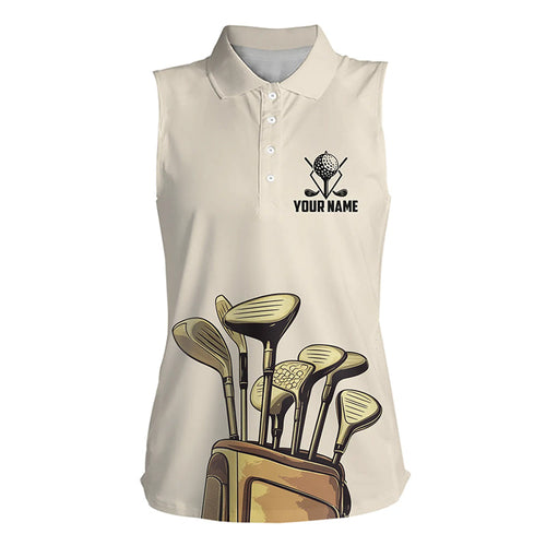 Vintage Womens Sleeveless Polo Shirt custom golf shirt for ladies, unique golf gifts NQS9161