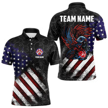 Load image into Gallery viewer, Retro American Flag Eagle Bowling Polo, Quarter Zip Shirt for Men Custom Patriotic Bowling Team Jersey NQS9162