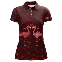 Load image into Gallery viewer, Funny Flamingo red heart pattern Women golf polo shirt custom Valentine golf tops gifts for her NQS9366