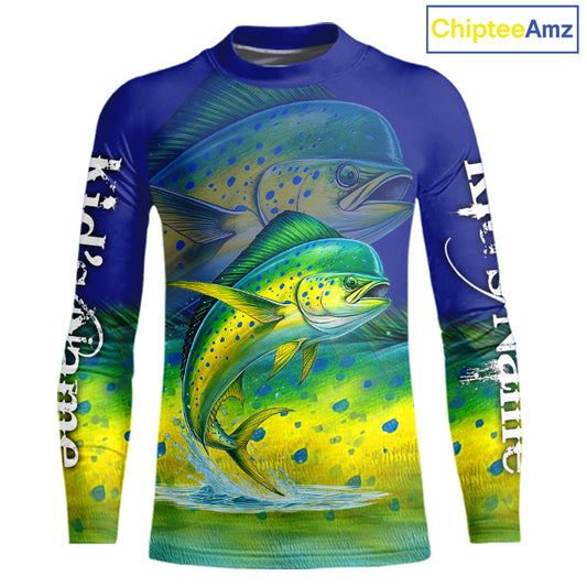 Personalized Mahi Mahi fishing scales blue sun protection fishing shirts, Dorado fishing jerseys NQS11435