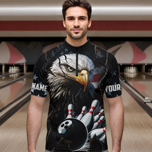 Load image into Gallery viewer, Personalized Eagle American flag Bowling Team Shirts For Mens Custom Patriotic Bowling League Jersey NQS9520