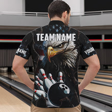 Load image into Gallery viewer, Personalized Eagle American flag Bowling Team Shirts For Mens Custom Patriotic Bowling League Jersey NQS9520