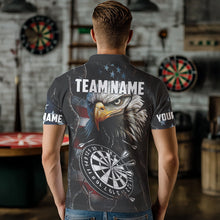 Load image into Gallery viewer, Personalized Eagle American flag Dart Polo, Quarter Zip Shirt for Men Custom Patriotic Darts Jersey NQS9521
