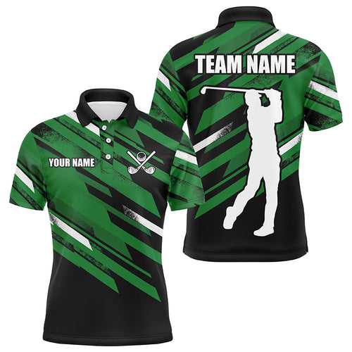 Mens golf polo shirts custom black and green golf attire for mens, golfing gifts for men NQS7456