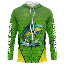 Load image into Gallery viewer, Personalized Mahi mahi green scales Performance Long Sleeve Fishing Shirts, Tournament Fishing Jerseys NQS7457