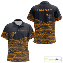 Load image into Gallery viewer, Black and Orange Disc Golf basket Disc golf polo shirts for Kid Custom team disc golf outfit NQS9959