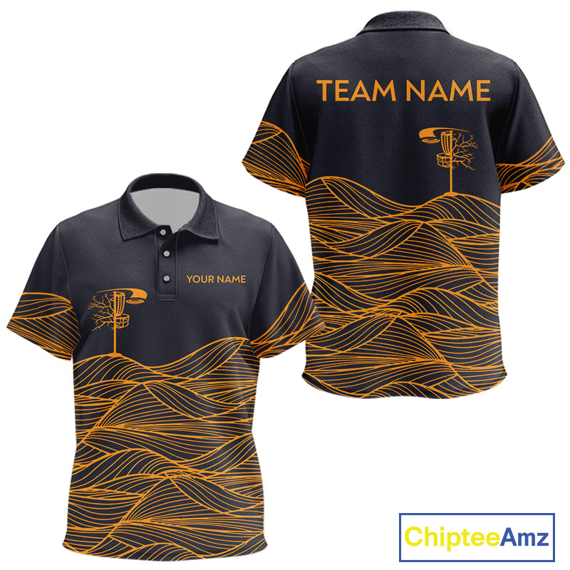 Black and Orange Disc Golf basket Disc golf polo shirts for Kid Custom team disc golf outfit NQS9959