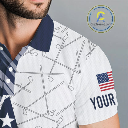 Personalized Red, White and Blue American Flag Star Golf Camo polo shirts for men, unique golf gifts NQS9960