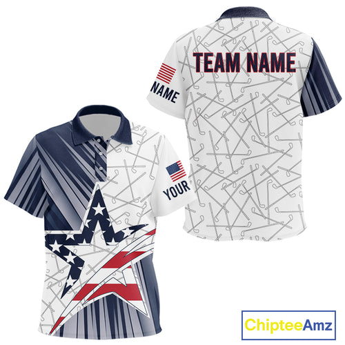 Personalized Red, White and Blue American Flag Star Golf Camo polo shirts for Kid, unique golf gift NQS9960