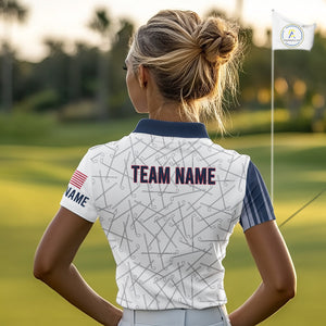 Personalized Red, White and Blue American Flag Star Golf Camo polo shirts for women , unique golf gift NQS9960
