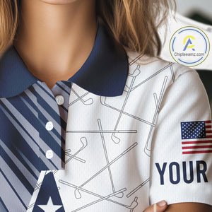 Personalized Red, White and Blue American Flag Star Golf Camo polo shirts for women , unique golf gift NQS9960