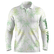 Load image into Gallery viewer, Green Tropical palm trees pattern Mens golf polo shirts custom team white golf shirt mens NQS5725