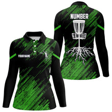 Load image into Gallery viewer, Green camo Black Women disc golf polo shirts custom disc golf team disc golf jerseys NQS7816