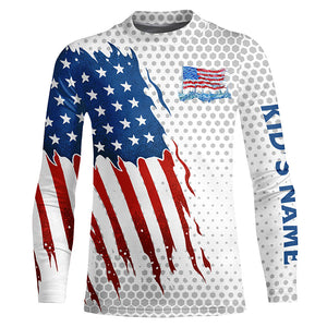 American Flag Fishing patriotic Custom name UV protection long sleeve fishing Shirts for men, women NQS8038