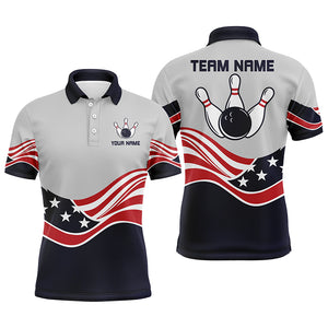 American Flag Bowling Jersey For Men Custom Polo Bowling Shirt Patriotic Bowling Shirt For Team NQS6135