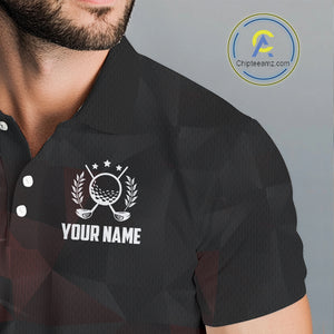 Black and Red Camo Broken golf ball Mens Golf polo shirts Custom Team Golf attire for men NQS10449