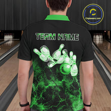 Load image into Gallery viewer, Personalized Men&#39;s bowling shirts Green lightning Bowling Ball Pins bowling jerseys for Bowler NQS10635