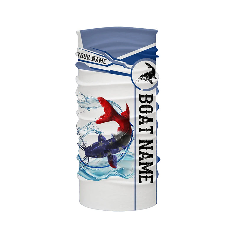 Catfish Fishing American Flag Custom name and boat name performance Patriotic Fishing Shirts NQS2361