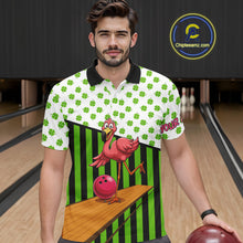 Load image into Gallery viewer, Green shamrock pattern flamingo Bowling shirts for Men Custom St Patrick's Day Team bowling outfit NQS11247