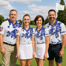 Load image into Gallery viewer, Funny Mens golf polo shirts Blue and white custom I was one under today, under a tree, bush, water NQS11636