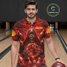 Load image into Gallery viewer, Red Lightning Thunder Skull Reaper Bowling Shirts For Men Custom Team Bowling League Jerseys NQS11642