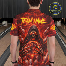 Load image into Gallery viewer, Red Lightning Thunder Skull Reaper Bowling Shirts For Men Custom Team Bowling League Jerseys NQS11642