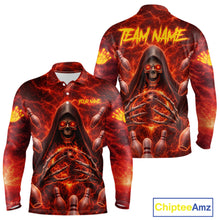 Load image into Gallery viewer, Red Lightning Thunder Skull Reaper Bowling Shirts For Men Custom Team Bowling League Jerseys NQS11642