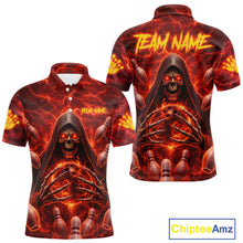 Load image into Gallery viewer, Red Lightning Thunder Skull Reaper Bowling Shirts For Men Custom Team Bowling League Jerseys NQS11642