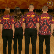 Load image into Gallery viewer, Red Lightning Thunder Skull Reaper Bowling Shirts For Men Custom Team Bowling League Jerseys NQS11642
