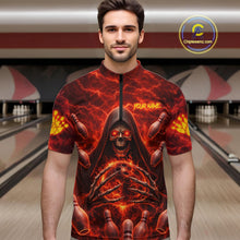 Load image into Gallery viewer, Red Lightning Thunder Skull Reaper Bowling Shirts For Men Custom Team Bowling League Jerseys NQS11642