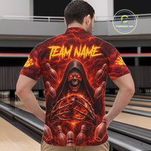 Load image into Gallery viewer, Red Lightning Thunder Skull Reaper Bowling Shirts For Men Custom Team Bowling League Jerseys NQS11642