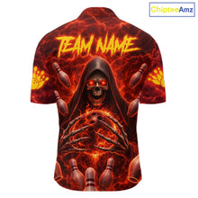 Load image into Gallery viewer, Red Lightning Thunder Skull Reaper Bowling Shirts For Men Custom Team Bowling League Jerseys NQS11642