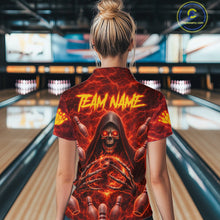 Load image into Gallery viewer, Red Lightning Thunder Skull Reaper Bowling Shirts For Women Custom Team Bowling League Jerseys NQS11642