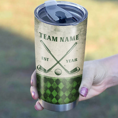 Green argyle pattern Best Dad By Par Custom Tumbler Cup personalized father's day golf gifts for dad NQS9867