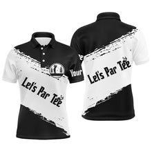 Load image into Gallery viewer, Black and white Mens golf polo shirts custom name let's par tee best mens golf wear NQS5454