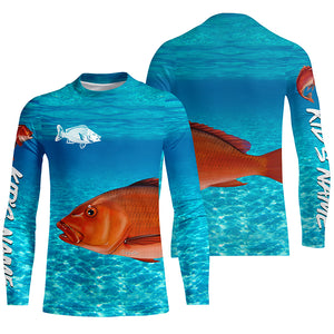 Red Snapper fishing blue water camo Custom sun protection long sleeve fishing shirt for men, women NQS5729