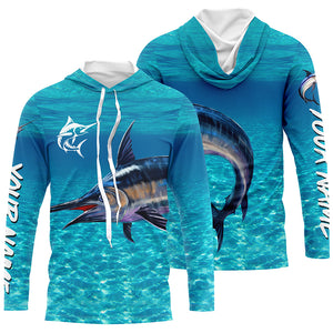 Swordfish fishing blue water camo Custom sun protection long sleeve fishing shirt for men, women NQS5731