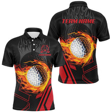 Load image into Gallery viewer, Black and red Flame golf ball fire Mens golf polo shirts custom cool golf attire for men NQS8048