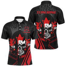 Load image into Gallery viewer, Black and red Skull Canadian Flag Mens golf polo shirts custom patriotic golf attire for men NQS8049